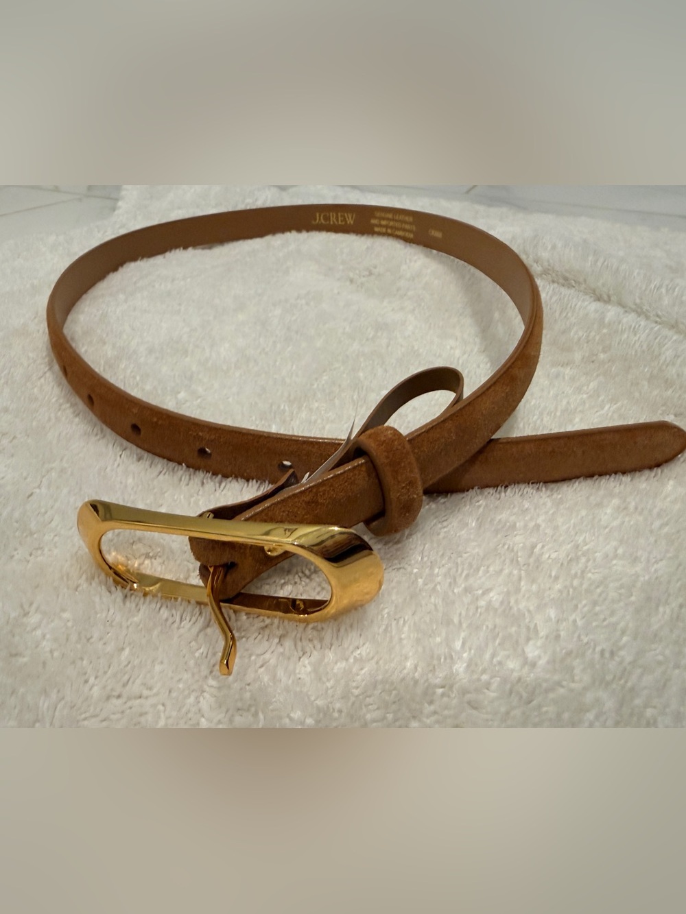 J.Crew Skinny Oval Buckle Suede Belt ~ Blonde Espresso Tan ~ Sz XS